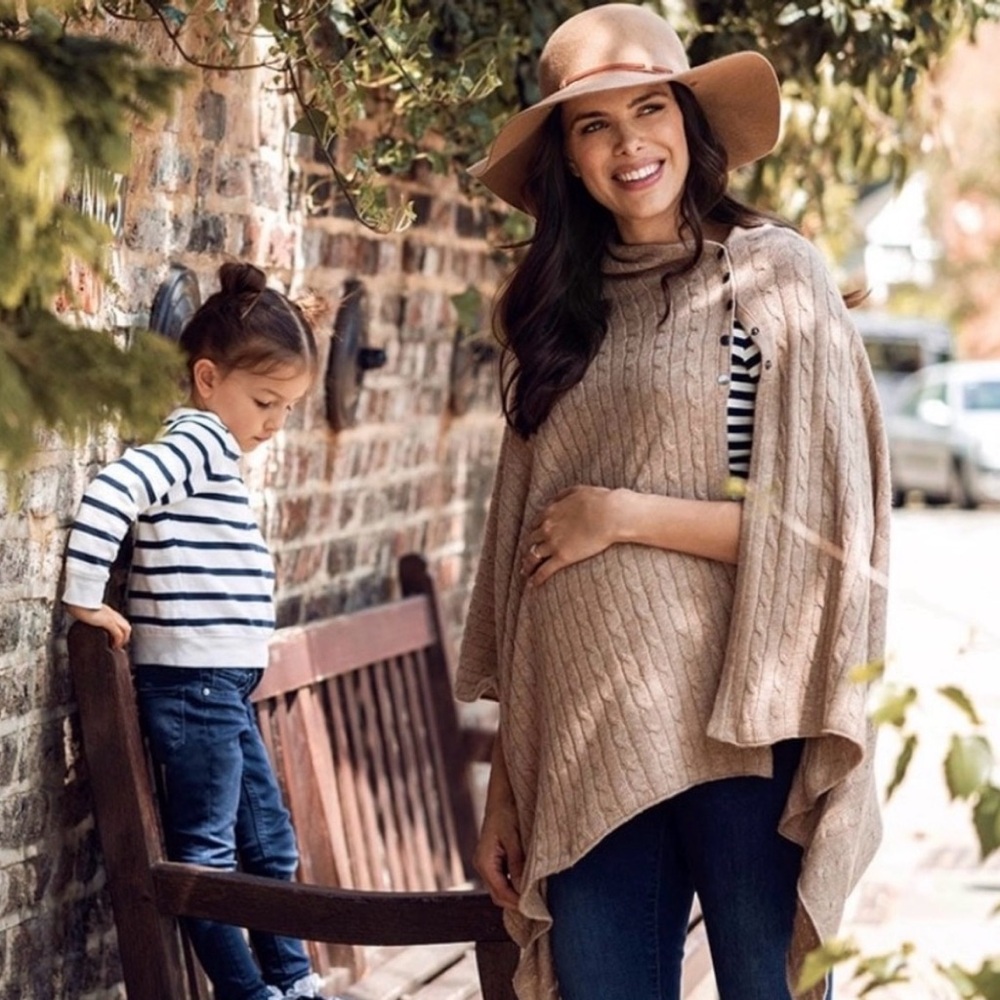 Seraphine Maternity Cable Knit Nursing Cover in Camel